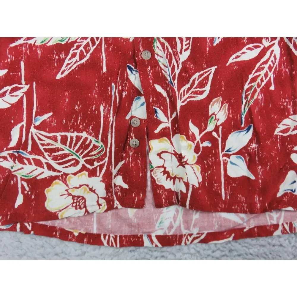 Mens Half Moon Bay Hawaiian Shirt Size M Rayon Short Sleeve Button Red‎ Floral